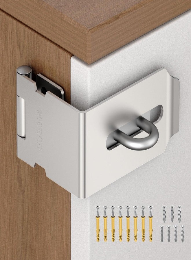YogePote 90 Degree Hasp Latch, Heavy Duty 304 Stainless Steel Padlock Hasp Lock for Right Angle File Cabinet, Desk Drawer, Tool Box, Mailbox, Bookcase (Silver-1pc) - Image 1