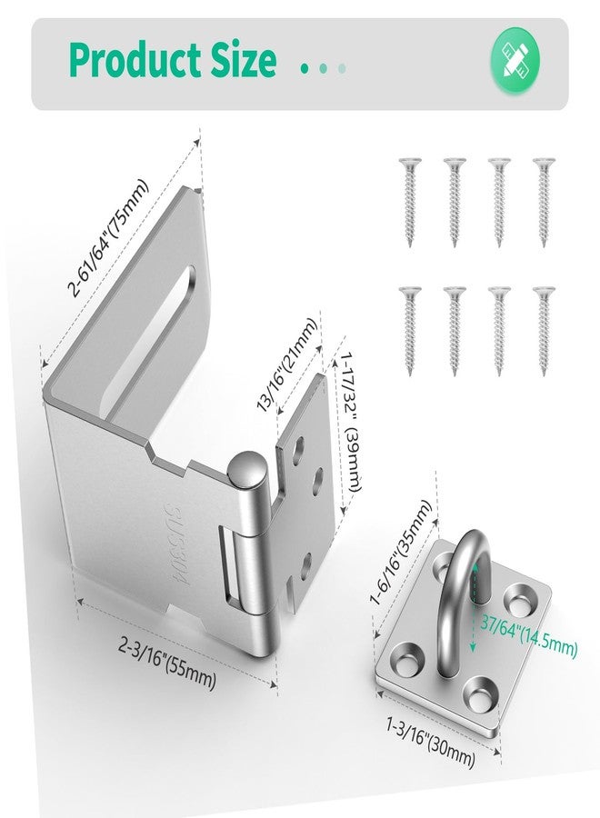 YogePote 90 Degree Hasp Latch, Heavy Duty 304 Stainless Steel Padlock Hasp Lock for Right Angle File Cabinet, Desk Drawer, Tool Box, Mailbox, Bookcase (Silver-1pc) - Image 5