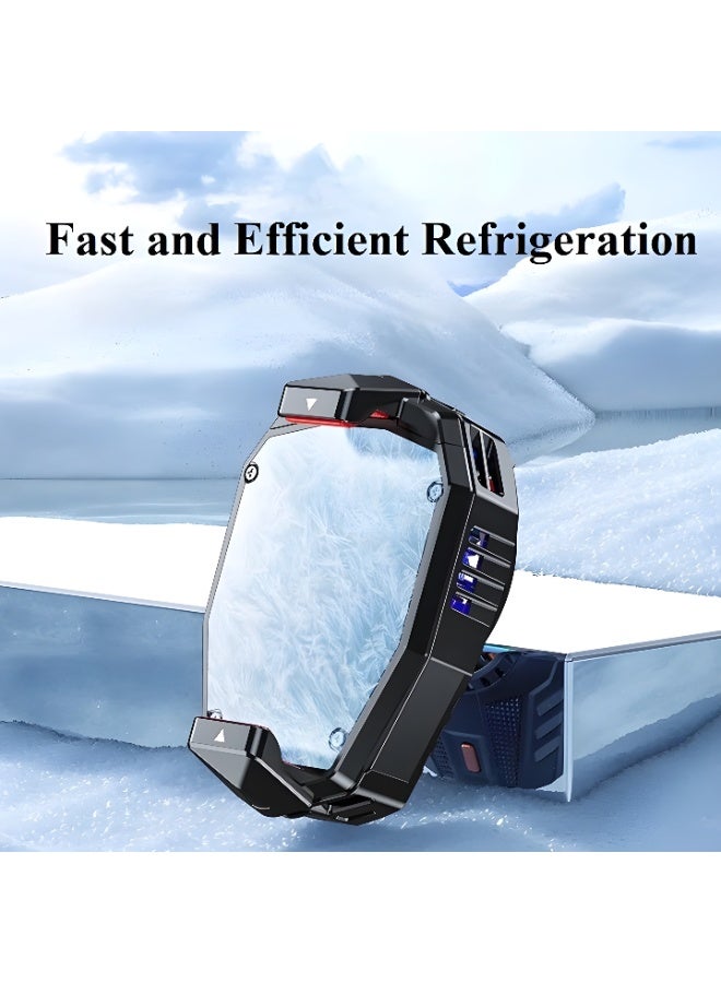 GERLAX GERLAX GF-04 Ultra Quiet Fast Cooling Mobile Phone Cooler Fan - 3 Cooling Levels, Aluminum Design, LED Light, Low Noise, TYPE-C Interface - Compact and Lightweight for Travel - Black - Image 5