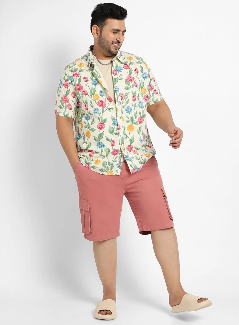 Instafab Plus Instafab Plus Men's Multicolour Rose Garden Print Shirt For Casual Wear | Spread Collar | Short Sleeve | Button Closure | Heavy Rayon Shirt Crafted With Comfort Fit For Everyday Wear