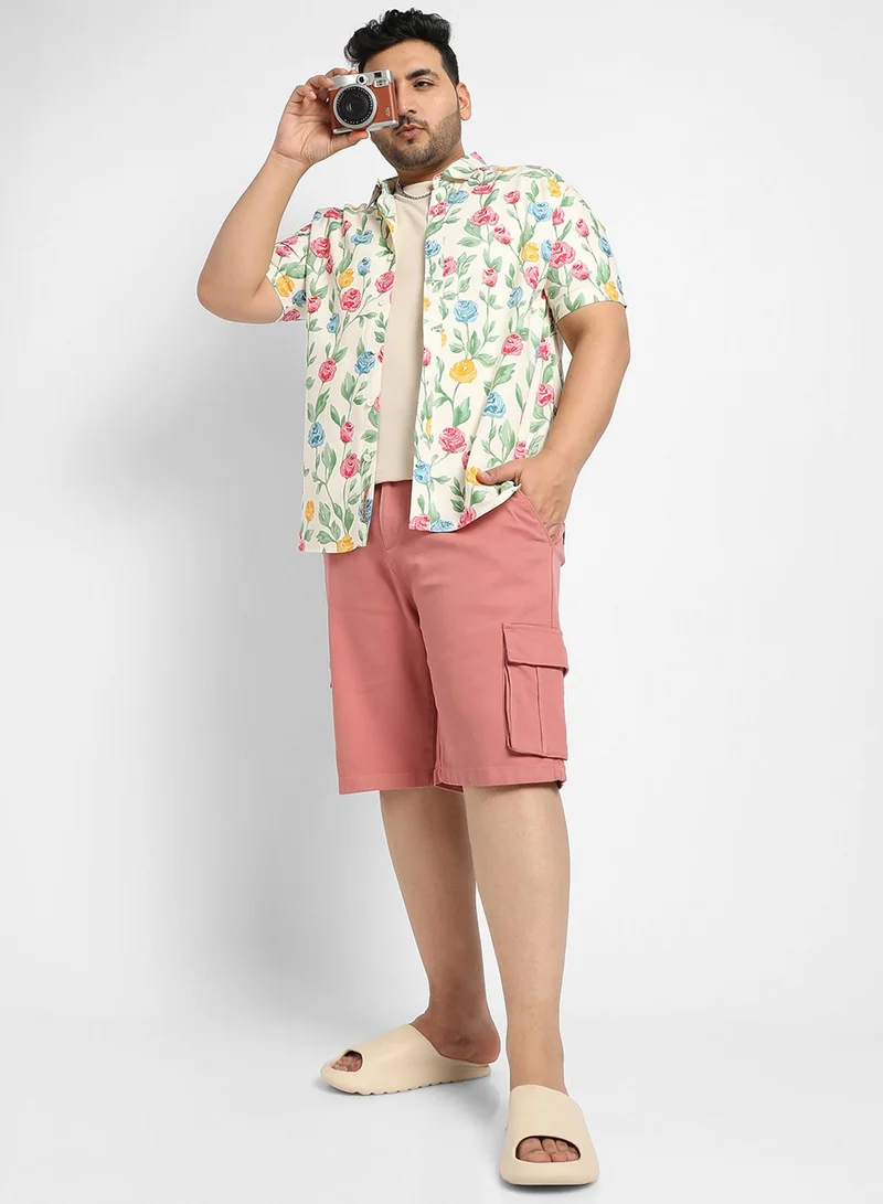 Instafab Plus Instafab Plus Men's Multicolour Rose Garden Print Shirt For Casual Wear | Spread Collar | Short Sleeve | Button Closure | Heavy Rayon Shirt Crafted With Comfort Fit For Everyday Wear