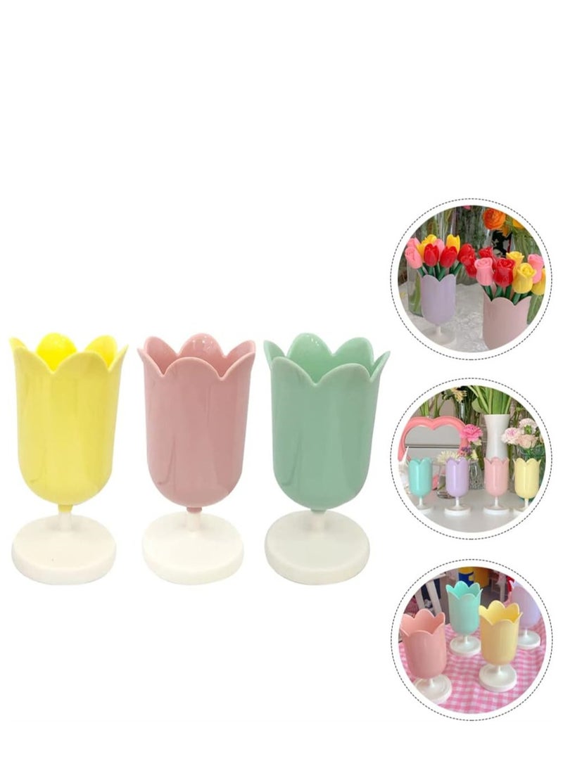 KASTWAVE Flower Pen Holder for Desk, 3 Pcs Flower Pencil Holder, Pen Cup Marker Holder Makeup Brush Holders, Desk Accessories and Workspace Organizers for Home, School and Office - Image 1