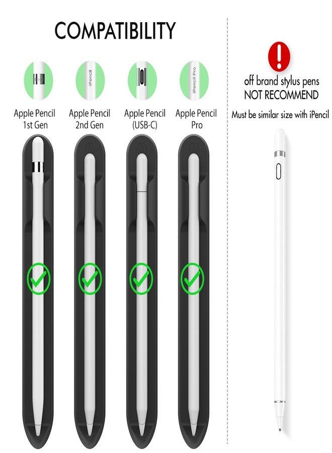 AHASTYLE Removable iPencil Holder [Magnetic Attach] Strong Adhesive Holder Sticker Silicone for Apple Pencil 1st & 2nd Generation (Black) - Image 2