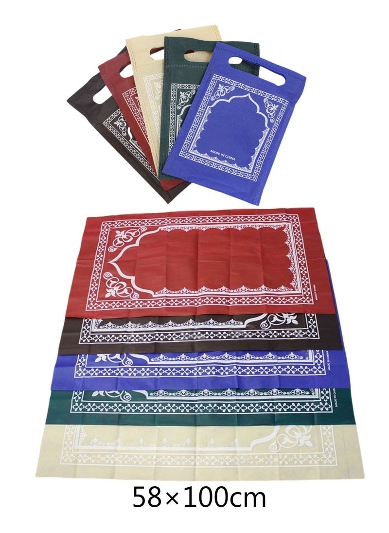 5-PACKS Muslim Disposable Non-woven Prayer Rug, Folding Rug With Handbag 58*100cm (five colors)