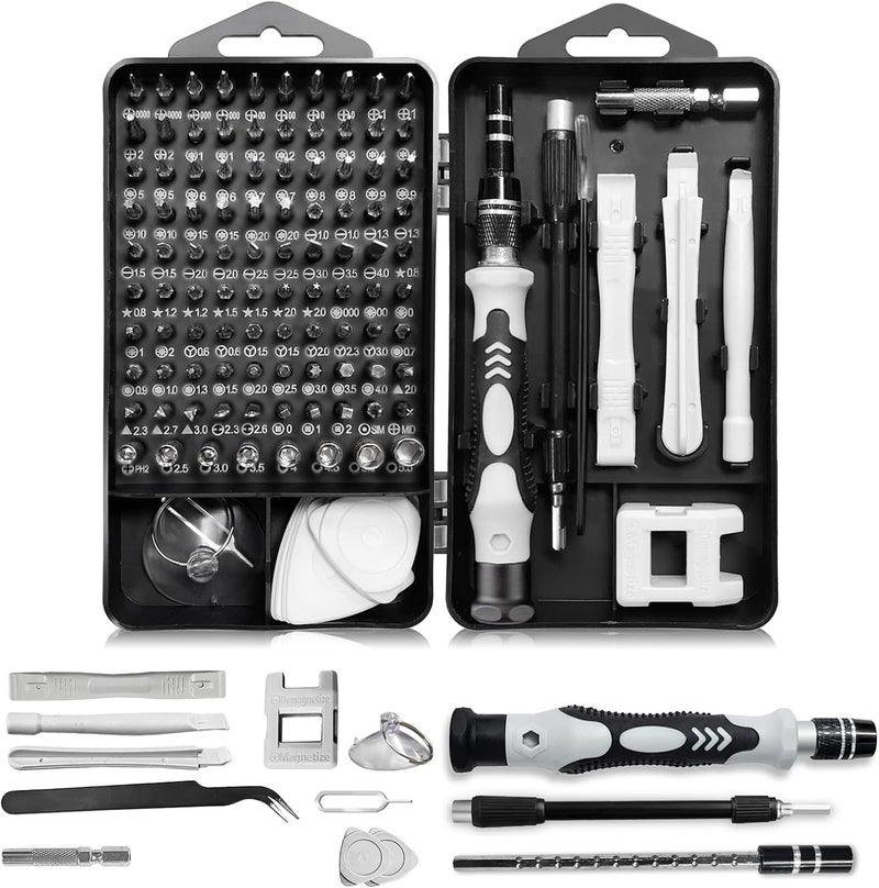 COOLCOLD 115-in-1 Precision Screwdriver Set ? Magnetic Electronics Repair Tool Kit with Case for Laptop, PC, iPhone, Watch, Camera, Glasses, Game Console (Grey/Red) - Image 1