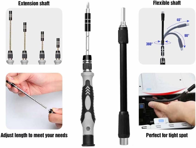 COOLCOLD 115-in-1 Precision Screwdriver Set ? Magnetic Electronics Repair Tool Kit with Case for Laptop, PC, iPhone, Watch, Camera, Glasses, Game Console (Grey/Red) - Image 2