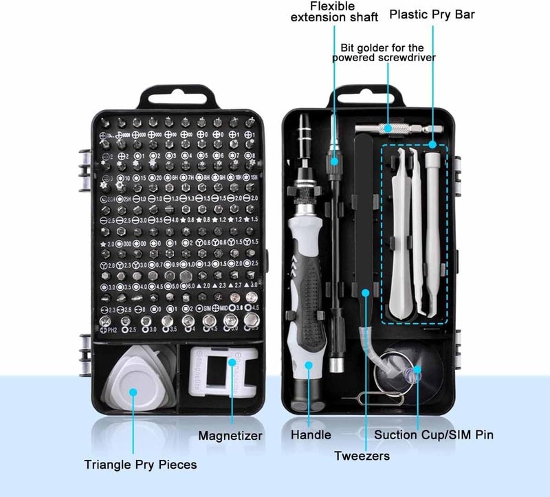 COOLCOLD 115-in-1 Precision Screwdriver Set ? Magnetic Electronics Repair Tool Kit with Case for Laptop, PC, iPhone, Watch, Camera, Glasses, Game Console (Grey/Red) - Image 5