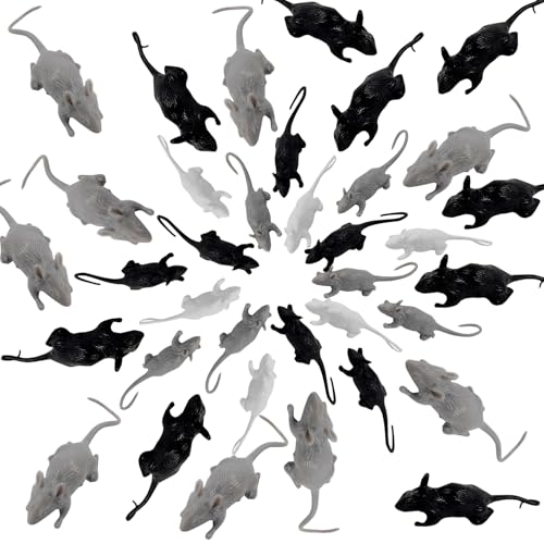 ROYHOO 36PCS Plastic Mini Fake Rat Plastic Mouse Toys Decorations Realistic Pranks Rats Simulated Big Small Mouse Mice Toys for April Fools Day Halloween Prank Party Supplies - Image 1