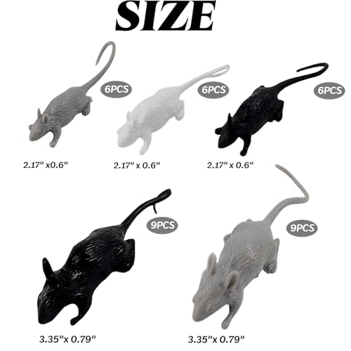ROYHOO 36PCS Plastic Mini Fake Rat Plastic Mouse Toys Decorations Realistic Pranks Rats Simulated Big Small Mouse Mice Toys for April Fools Day Halloween Prank Party Supplies - Image 5