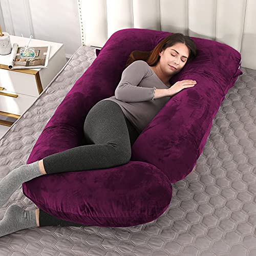Daddy Cool Soft Velvet Pregnancy PillowMaternity Pillow for Sleeping Full BodyPillow Pregnancy J ShapePregnant Pillows for Sleeping Wine - Image 2