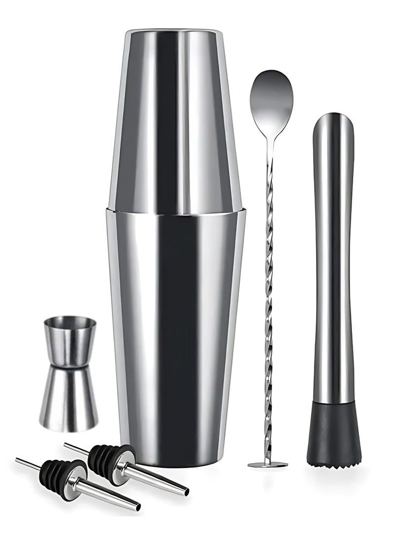Vosco 6-Piece Boston Cocktail Shaker Set – Premium Stainless Steel Mixing Tools for Home and Professional Bartenders  - Image 1