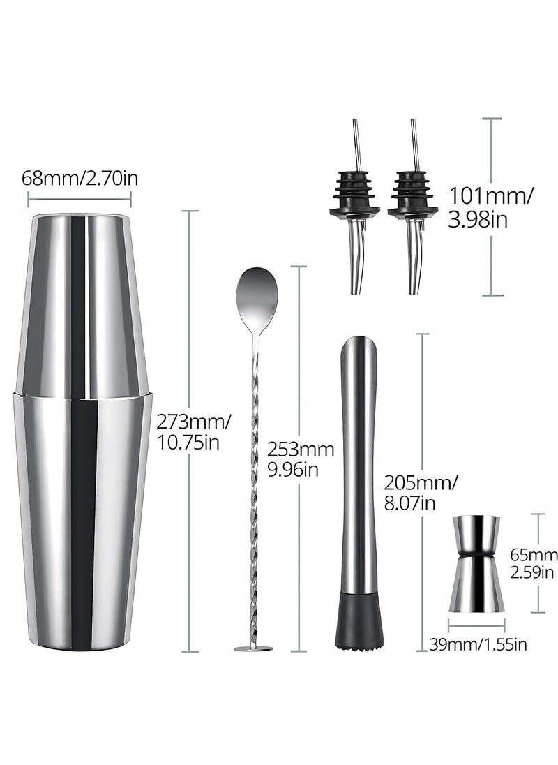 Vosco 6-Piece Boston Cocktail Shaker Set – Premium Stainless Steel Mixing Tools for Home and Professional Bartenders  - Image 5