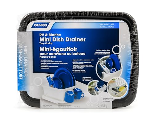 Camco Mini Dish Drainer and Tray - Fits RV Sinks and Small Counter Spaces - Durable Heavy-Duty Construction - Black (43512) - Image 5