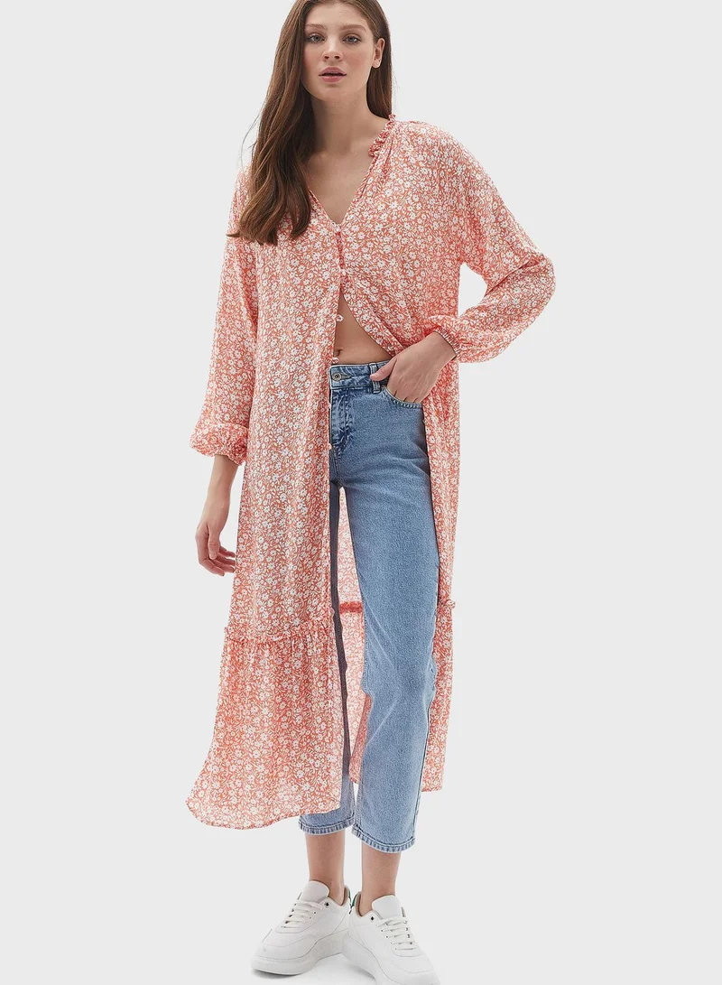 OXXO Printed Button Down Kimono