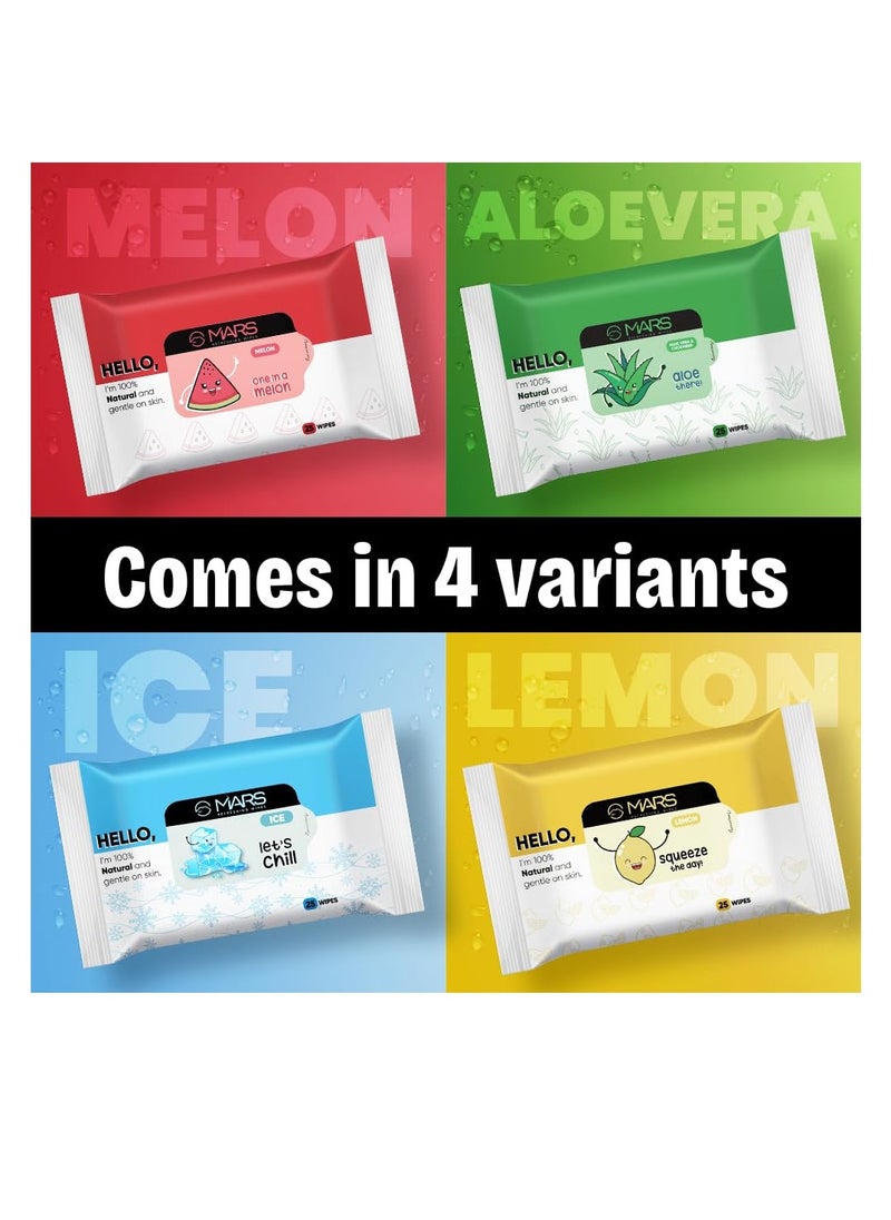 Mars MARS Refreshing Wet Wipes for Face Facial Cleansing Refreshing and Skin Hydration Soothing for skin pH Balance and Nourishing with Fruit extract 25 Wipes Watermelon  - Image 5