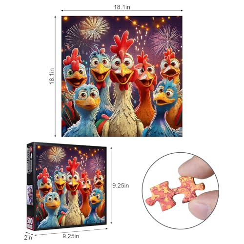 Lirches 500pcs Jigsaw Puzzles Large Chicken Puzzles Paper Puzzle for Adults Interactive Family Game DIY Brain Challenge ScratchResistant Square Shape Ideal Thanksgiving Gift - Image 5
