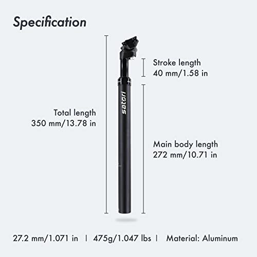 DJC Components DJC Satori Bike Suspension Seatpost Shock Absorber Damper Seat Post 27.2 28.6 30 30.4 30.9 31.6mm Solo(27.2mm Black) - Image 3
