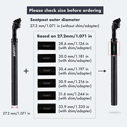 DJC Components DJC Satori Bike Suspension Seatpost Shock Absorber Damper Seat Post 27.2 28.6 30 30.4 30.9 31.6mm Solo(27.2mm Black) - Image 4