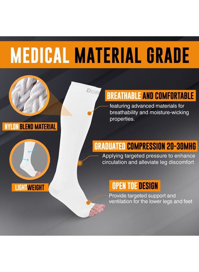 Doc Miller Premium Calf Compression Sleeve 1 Pair 20-30mmHg Strong Calf Support Graduated Pressure for Sports Running Muscle Recovery Shin Splints Varicose Veins (White, Small) - Image 4