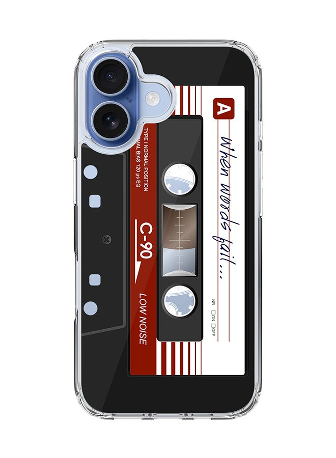 Stylizedd Classic Clear MagSafe Case for iPhone 17 , Hybrid Soft Case Flexible Edges Anti Drop TPU PC Gel Thin Transparent Cover [ Designed for iPhone 17 ] - When Words Fail (Black Tape)