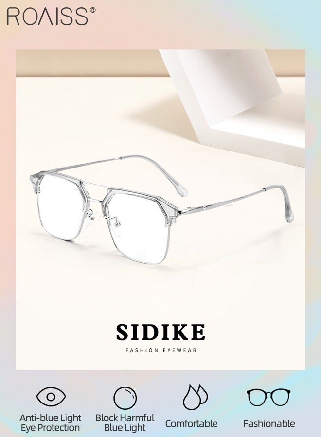 roaiss Blue Light Blocking Glasses Blue Light Filter Computer Reading Gaming TV Phones Browline Frame Eyeglasses Fashion Anti Eyestrain Headache Eyewear for Women Men Gray Silver  - Image 3