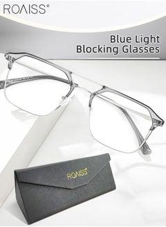 roaiss Blue Light Blocking Glasses Blue Light Filter Computer Reading Gaming TV Phones Browline Frame Eyeglasses Fashion Anti Eyestrain Headache Eyewear for Women Men Gray Silver  - Image 1