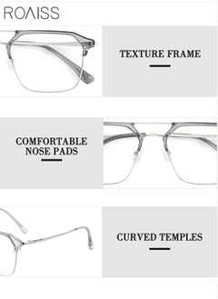 roaiss Blue Light Blocking Glasses Blue Light Filter Computer Reading Gaming TV Phones Browline Frame Eyeglasses Fashion Anti Eyestrain Headache Eyewear for Women Men Gray Silver  - Image 5