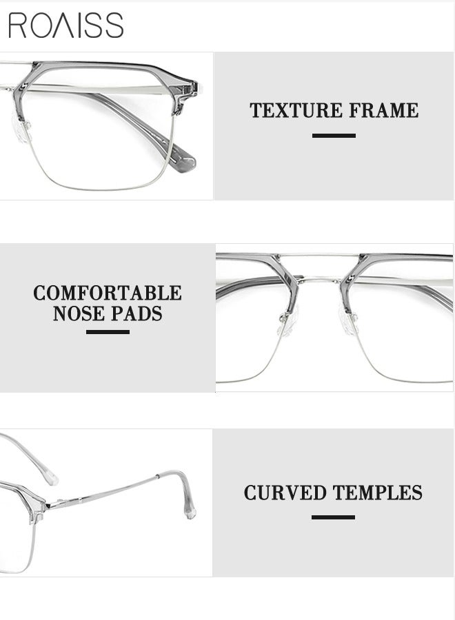 roaiss Blue Light Blocking Glasses Blue Light Filter Computer Reading Gaming TV Phones Browline Frame Eyeglasses Fashion Anti Eyestrain Headache Eyewear for Women Men Gray Silver  - Image 5