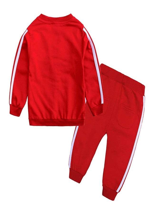 MYGBCPJS 2Pcs Baby Boys Girl Cotton Outfit Set Zipper Jacket Tops Pant Set Tracksuit Red - Image 2