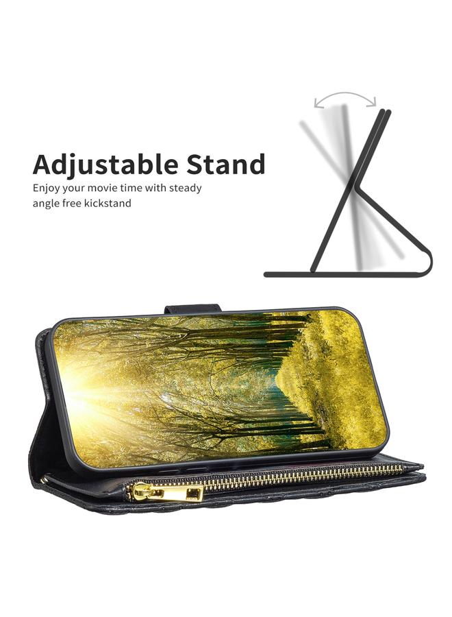 S-TOP Case For OPPO Find X5 Diamond Lattice Zipper Wallet Leather Flip Phone Case - Image 4