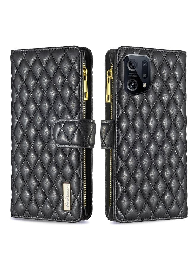 S-TOP Case For OPPO Find X5 Diamond Lattice Zipper Wallet Leather Flip Phone Case - Image 2