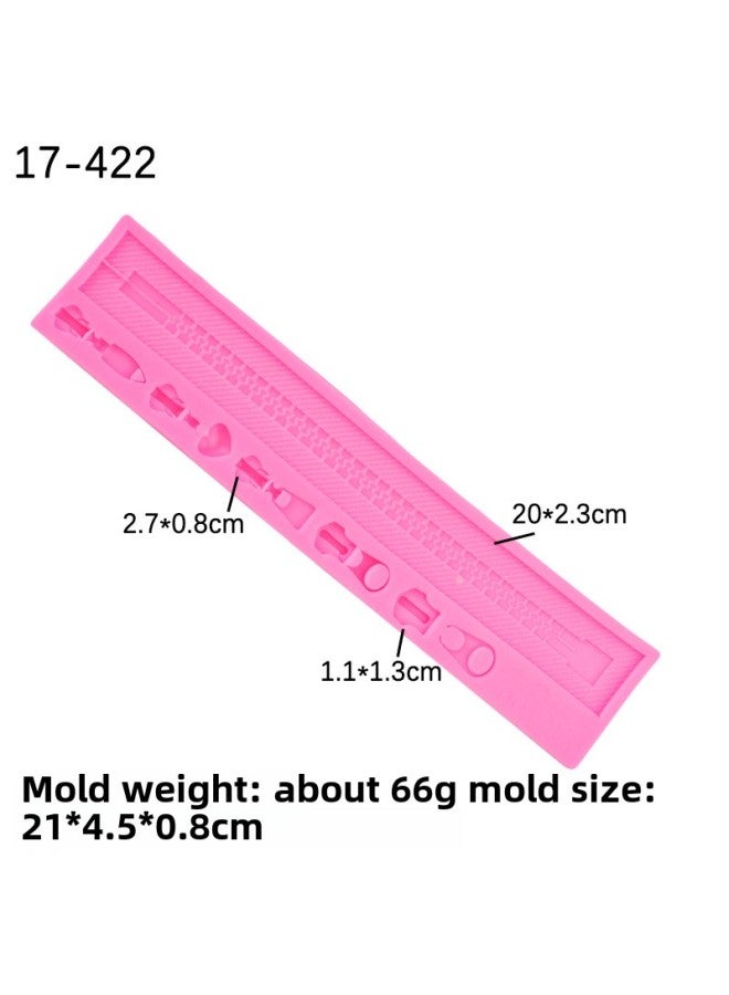 Clothes Pants Shoe Bag Zipper Chain Silicone Mold Diy Creative Baking Decoration Drop Glue Clay Soft Ceramic Mold-Specifications:Section 1-Pink 17-422  - Image 1