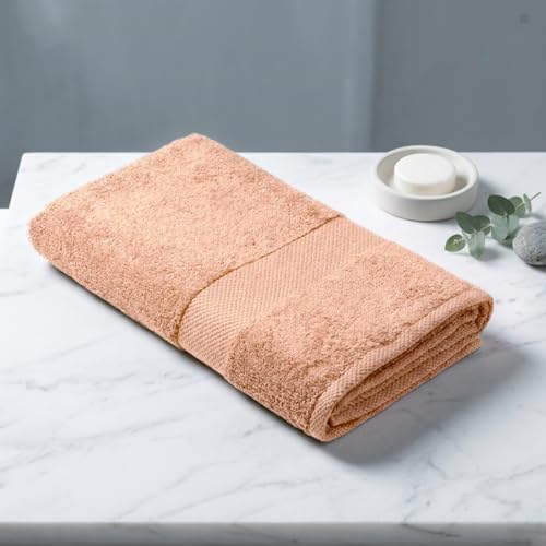 Earthy Fables Premium Bath Towel - 100% Combed Cotton, 600 GSM, Ultra Soft, Quick Dry and Highly Absorbent for Home, Travel and Acne-Prone Skin, 150 x 70 cm, Peach - Image 1