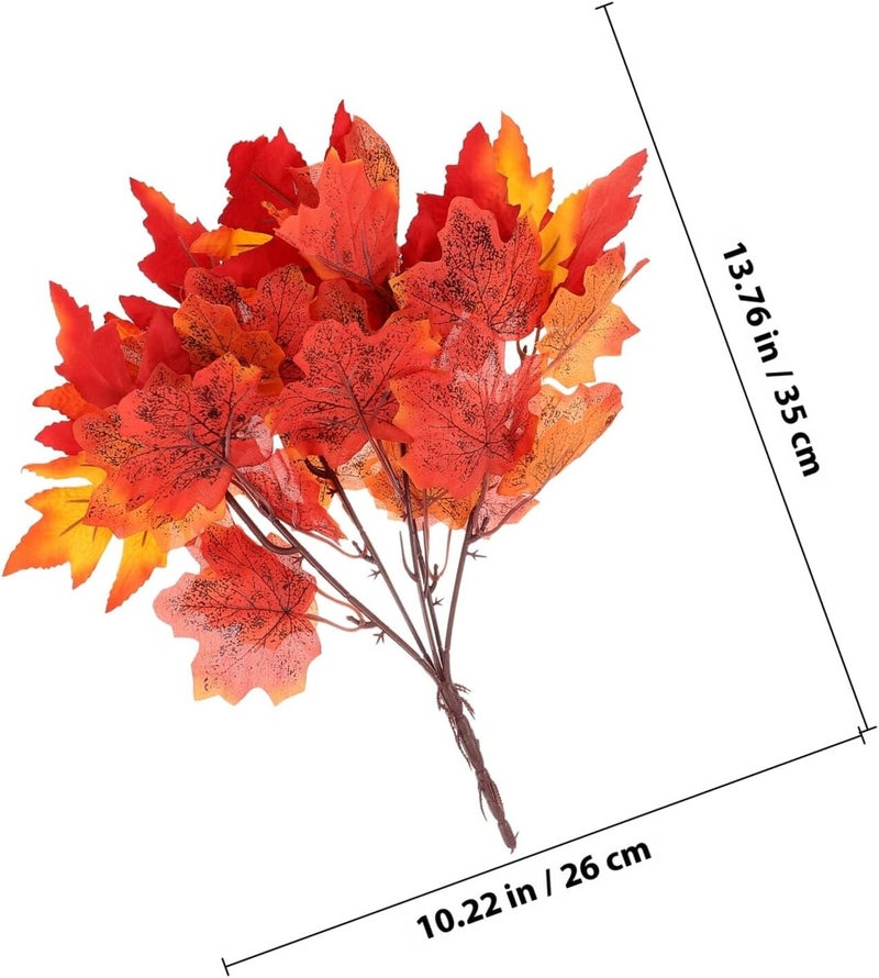 Artificial Maple Leaves Stems Fall Decor Faux Maple Leaf Branches for Home and Office Indoor Outdoor Thanksgiving Vase Filling Autumn Table Decoration - Image 2