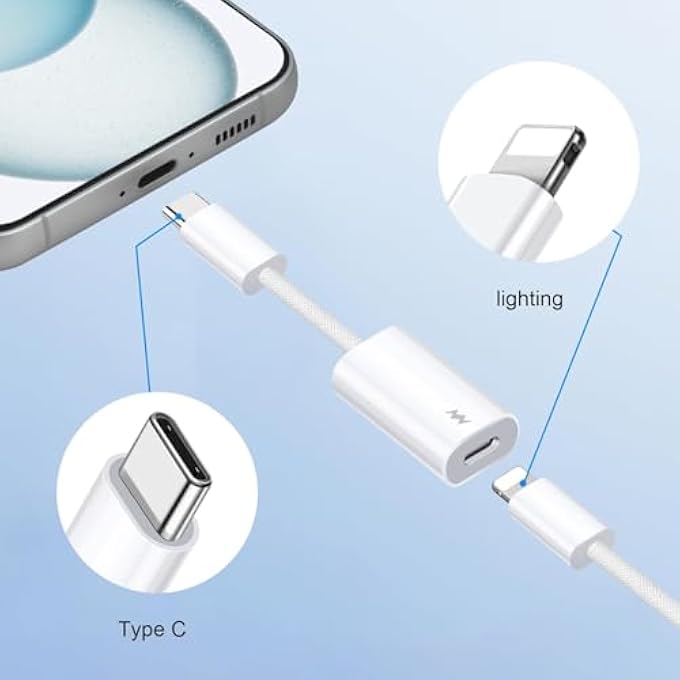 rayihni USB C TO IPHONE CABLE ADAPTER FOR IPHONE 15 PRO MAX 15 PLUS USB TYPE C MALE TO LIGHTING FEMALE FOR IPAD AIR MINI MACBOOK GALAXY(SUPPORTS PD FAST CHARGING DATA TRANSFER, NOT SUPPORT HEADPHONES AUDIO) - Image 2