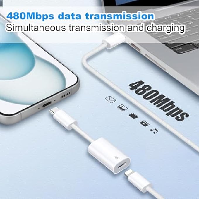 rayihni USB C TO IPHONE CABLE ADAPTER FOR IPHONE 15 PRO MAX 15 PLUS USB TYPE C MALE TO LIGHTING FEMALE FOR IPAD AIR MINI MACBOOK GALAXY(SUPPORTS PD FAST CHARGING DATA TRANSFER, NOT SUPPORT HEADPHONES AUDIO) - Image 3