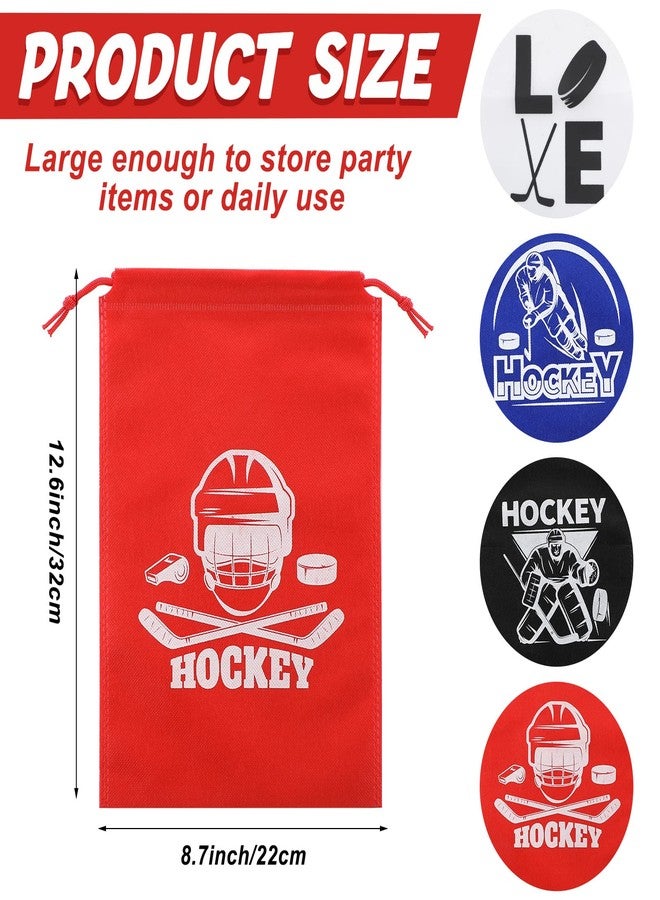 Berlune 36 Pcs Hockey Gift Bags Ice Hockey Party Favors Decorations Sport Goodie Drawstring Bags for Sport Theme Birthday Party Baby Shower Game Day Team Player Celebration - Image 3