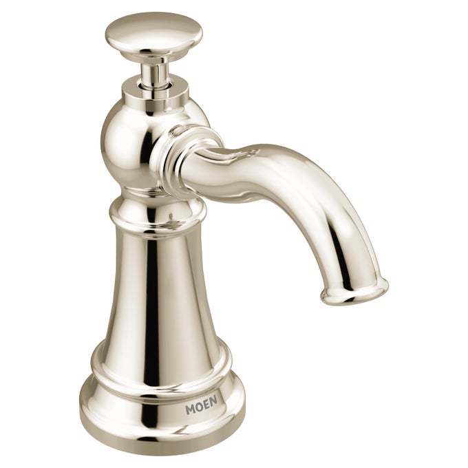 S3945NL TRADITIONAL DECK MOUNTED KITCHEN SOAP DISPENSER WITH ABOVE THE SINK REFILLABLE BOTTLE POLISHED NICKEL