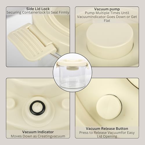Hexwell Plastic Vacuum Fridge Storage Containers for Grains, Cereals, and Dryfruit Goods - Vacuum Food Storage Containers For Kitchen (1000ml) - Image 3