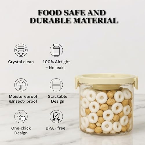 Hexwell Plastic Vacuum Fridge Storage Containers for Grains, Cereals, and Dryfruit Goods - Vacuum Food Storage Containers For Kitchen (1000ml) - Image 4