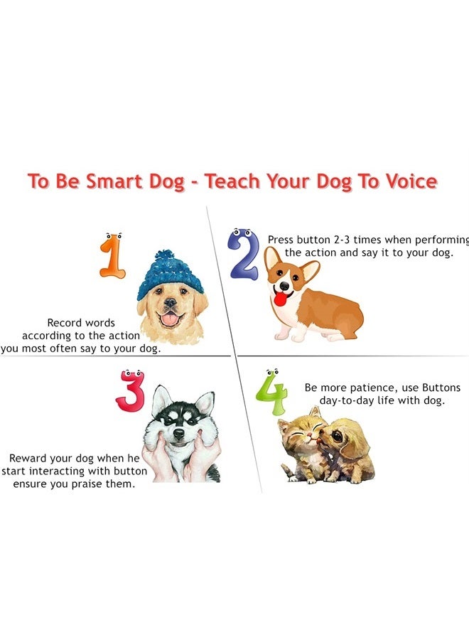 Set of 6 Recordable Buttons with 50 Stickers, Dog Buttons for Communication - Record& Playback Your Own Voice to Train Your Dog Voice What They Want