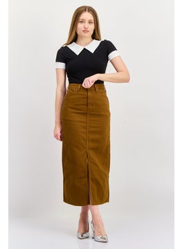 Wrangler Women Solid Midi Skirt, Dark Tan  - Image 2