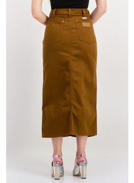Wrangler Women Solid Midi Skirt, Dark Tan  - Image 3