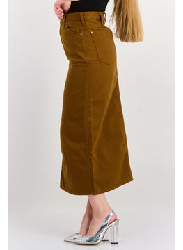 Wrangler Women Solid Midi Skirt, Dark Tan  - Image 4