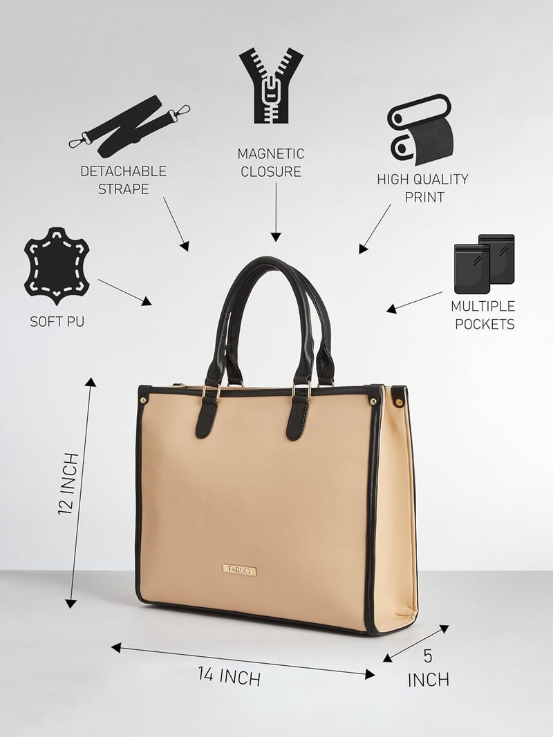 Fargo Regal Vegan Leather Tote Bag for Women | Laptop Compartment, RFID Pockets, YKK Zipper, Large Office Handbag | Shoulder Bag for College & Daily Use | Made in India - Image 2