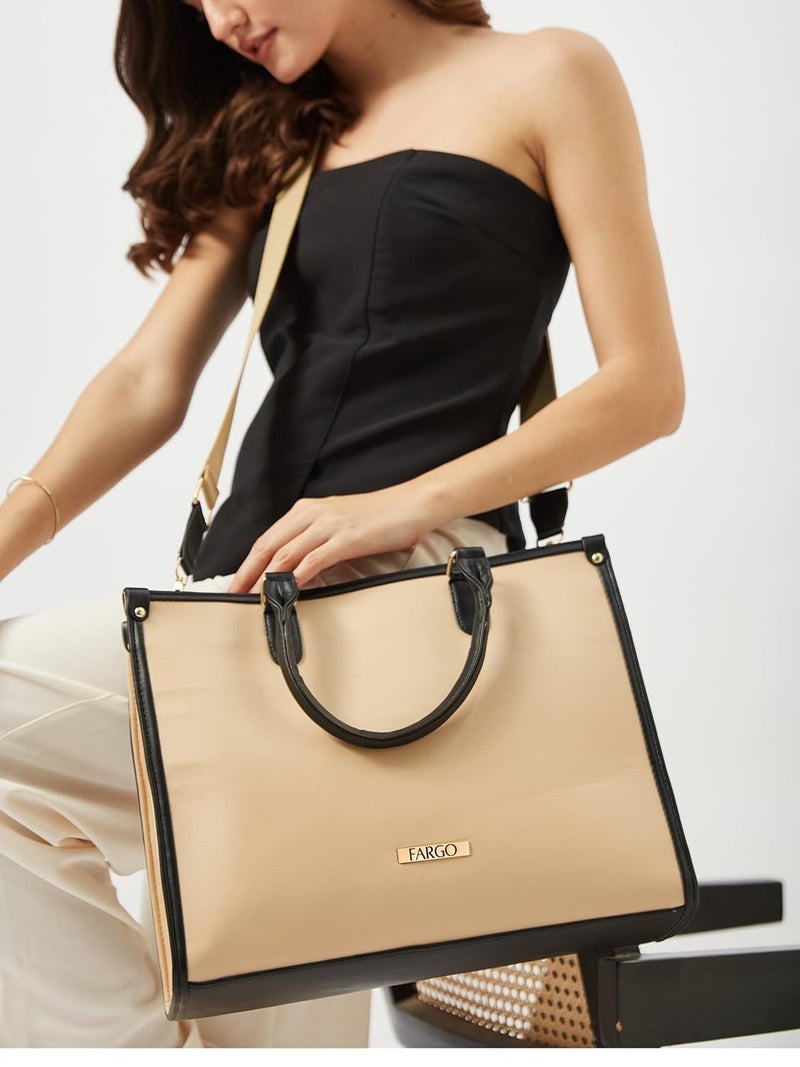 Fargo Regal Vegan Leather Tote Bag for Women | Laptop Compartment, RFID Pockets, YKK Zipper, Large Office Handbag | Shoulder Bag for College & Daily Use | Made in India - Image 4
