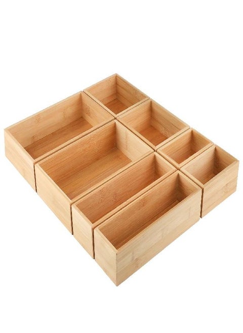 Kootek 8 Pcs Bamboo Drawer Organizer Utensil Tray Kitchen Storage Box 4-Size Versatile Dividers Cutlery Holders Bins Containers for Flatware Kitchen Utensils