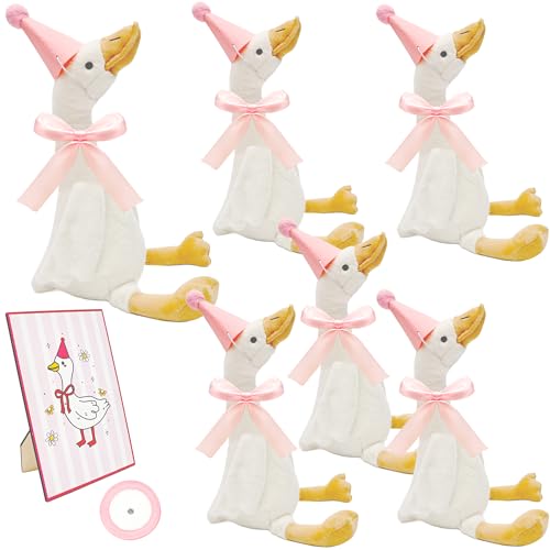 Flahard 14 Pcs One Silly Goose 1st Birthday Decoration 6 Pcs 12 Inch Soft Goose Stuffed Animal 6 Pcs Birthday Hat with Wood Table Decor and 1 Roll Rope for Adopt a Animal Party Favors Gifts Color Set 1 - Image 1