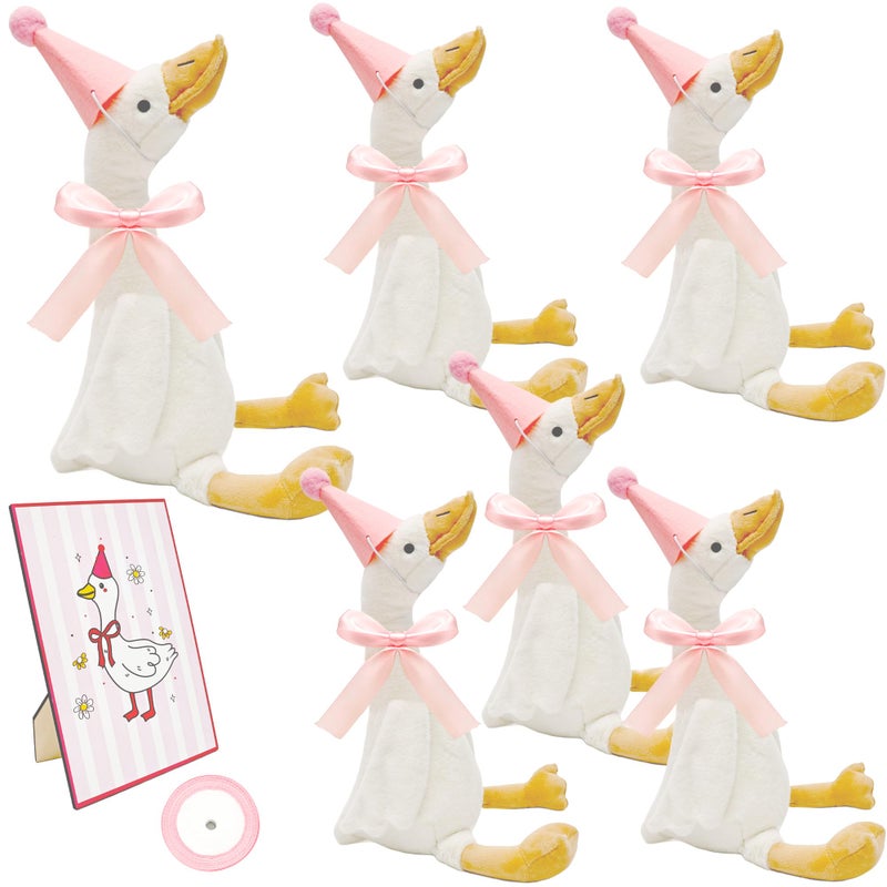 Flahard 14 Pcs One Silly Goose 1st Birthday Decoration 6 Pcs 12 Inch Soft Goose Stuffed Animal 6 Pcs Birthday Hat with Wood Table Decor and 1 Roll Rope for Adopt a Animal Party Favors Gifts Color Set 1 - Image 3