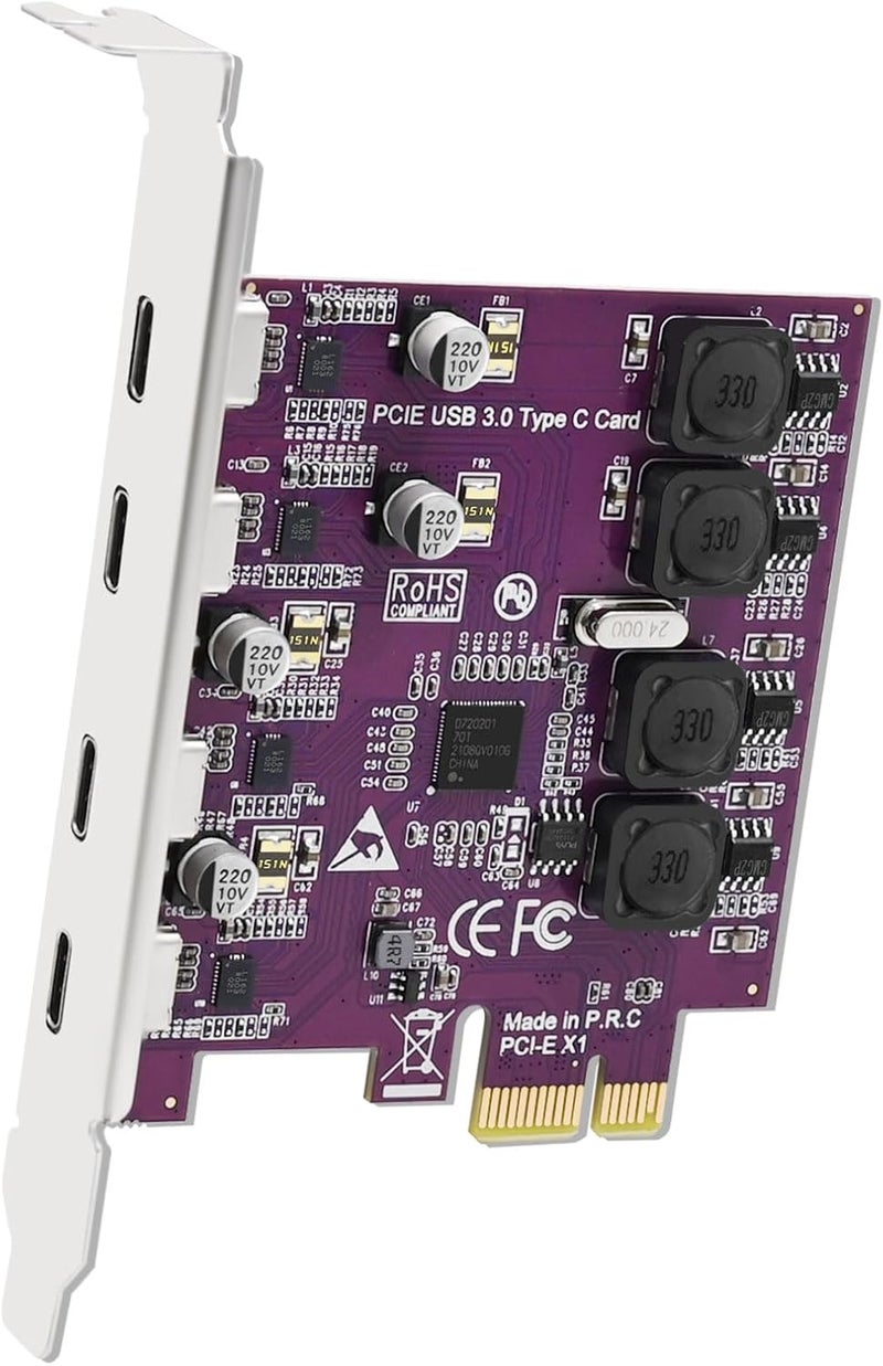 FebSmart 4X 5Gbps USB-C Ports PCI Express USB 3.0 Expansion Card for Windows 11, 10, 8.x, 7, Vista, XP Desktop PCs, Built in Self-Powered Technology, No Need Additional Power Supply (FS-U304C-Pro) - Image 1